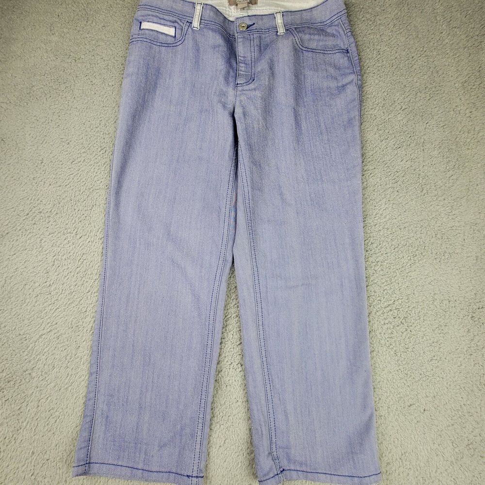 Chico's Jeans Sz 0.5 (US Sz 6) Lavender Purple Girlfriend Crop Soft Denim White